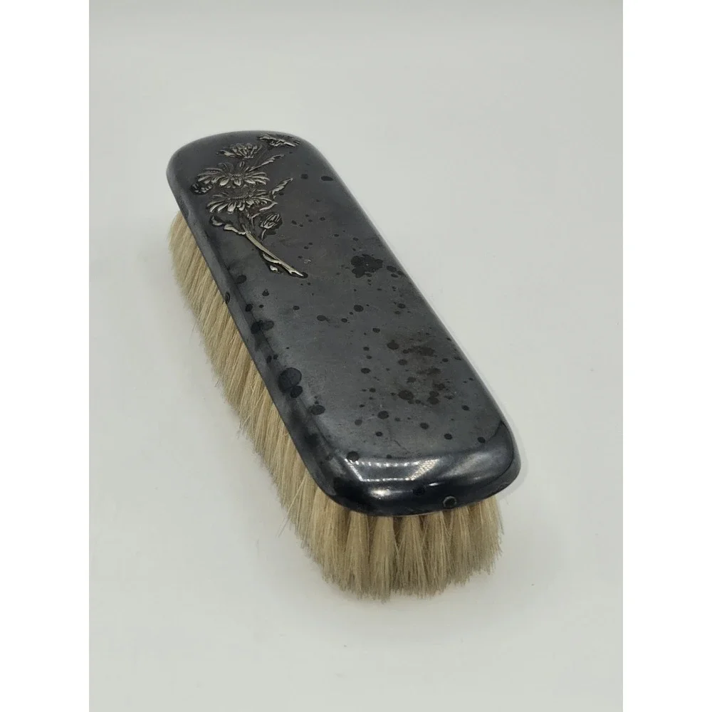 Antique Gero 90 Silverplate Floral Clothes Brush Dutch Vanity Grooming Brush
